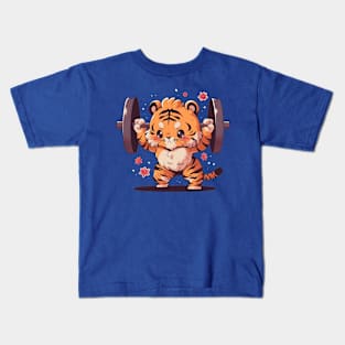 cute tiger at gym Kids T-Shirt